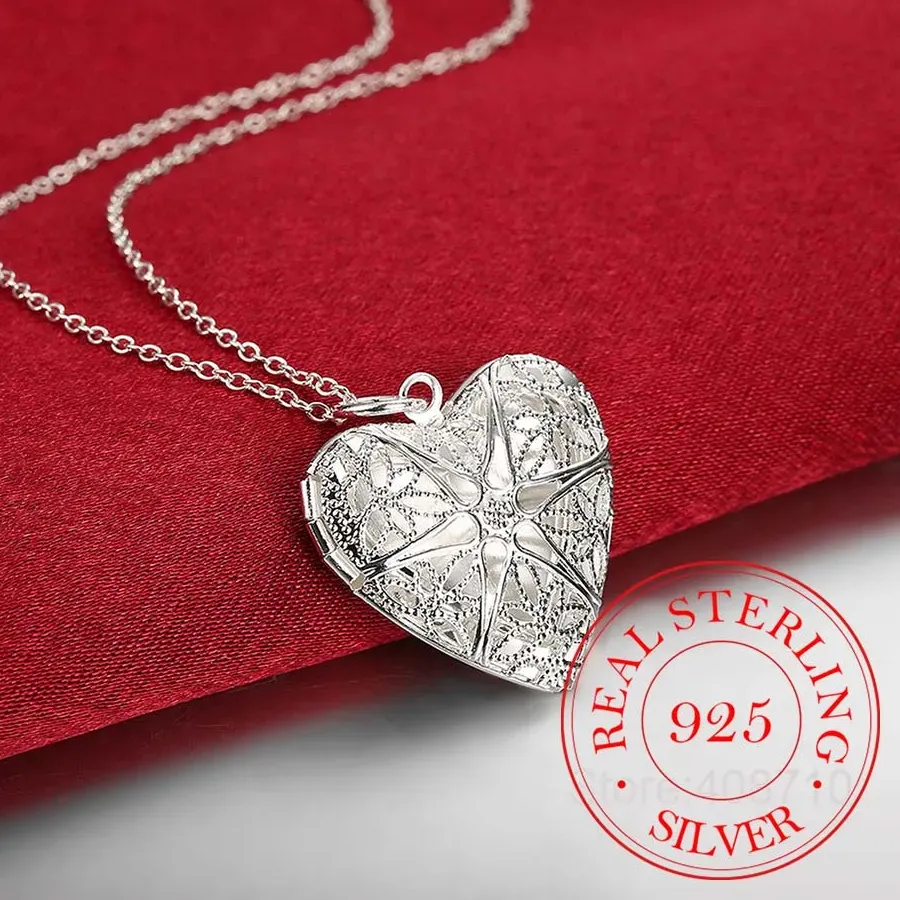 Authentic Moonlit Memories: Sterling Silver Photo Frame Pendant of Enduring Love