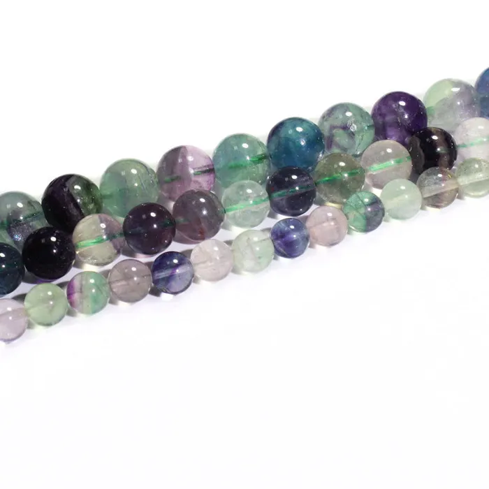 Authentic LUOMAN XIARI Round Natural Fluorite Stone Beads For Jewelry Making DIY Bracelet Necklace Material 4/6/8/10/12 mm Strand 15''