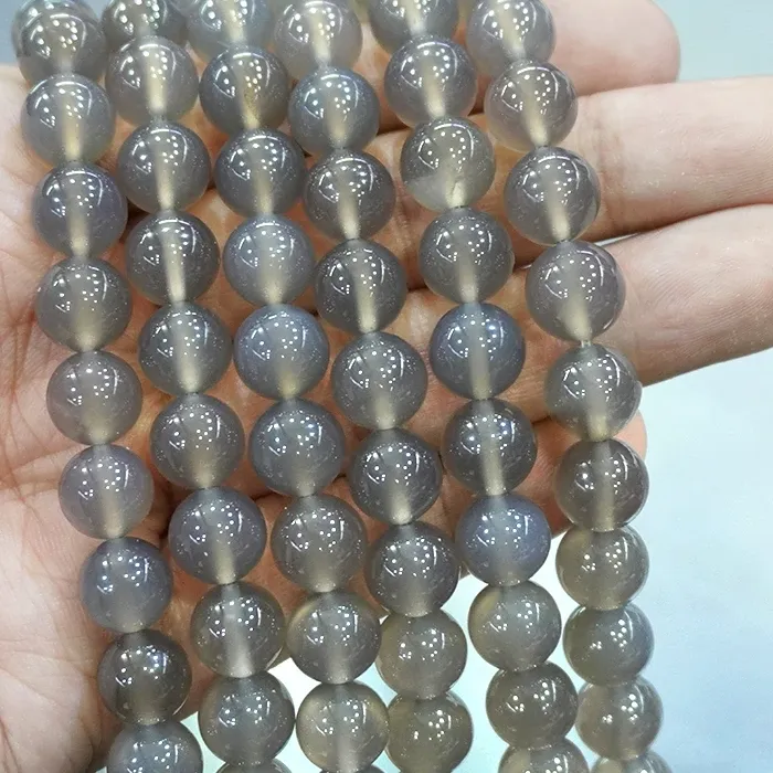 Authentic Quality AAAAA Gray Agates Loose Beads Natural Stone for Diy Charms Bracelet Necklace Jewelry Making 15" Strand 4 6 8 10 12 14MM