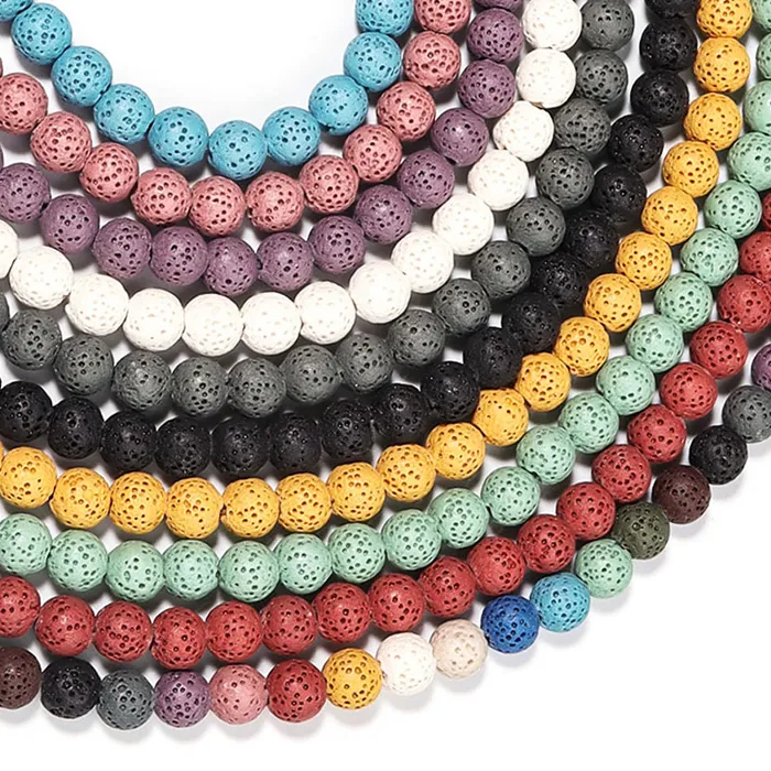 Authentic Natural Volcano Lava Stone Round 6Mm 8Mm 10Mm 12Mm 14Mm 16Mm 18Mm Loose Beads For Jewelry Making Diy Bracelet Findings