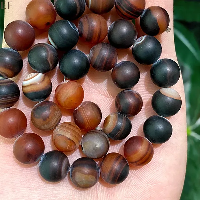Authentic Matte Fantasy Dream Stripe Agates Round Beads for Jewelry Makings Natural Stone Diy Bracelet Earrings 15"Strand 4 6 8 10 12 14MM