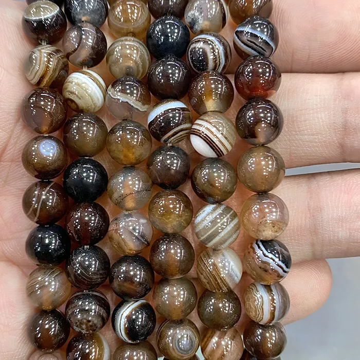 Authentic Guardian of the Earth: Brown Stripes Agate Bead Necklace