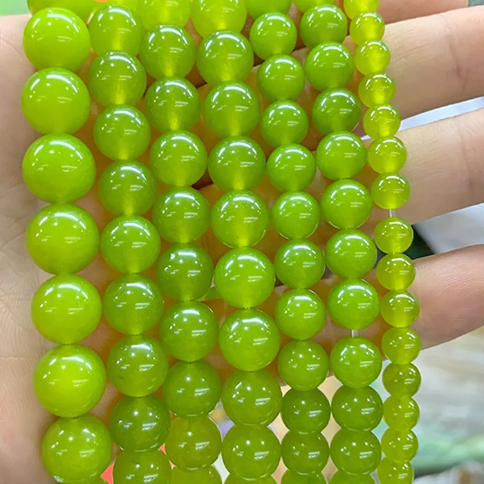Authentic Verdant Orchard of Serenity: Grape Green Chalcedony Sacred Strands