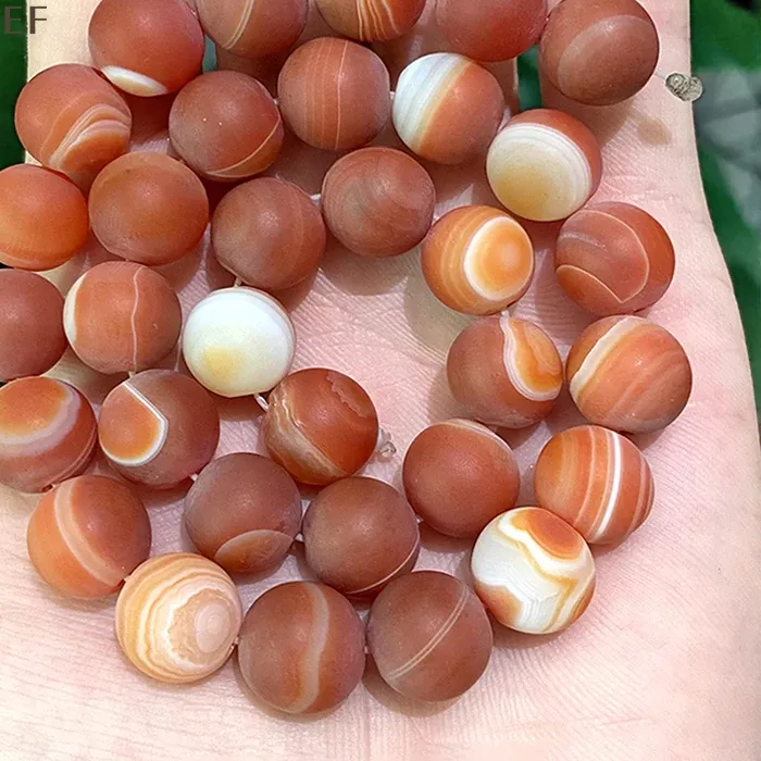 Authentic Matte Red Stripe Banded Lace Agates Round Beads Natural Stone Diy Bracelet Necklace for Jewelry Making 15" 4/6/8/10/12/14mm