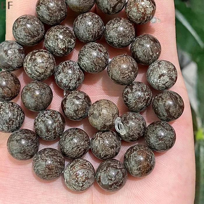 Authentic Natural Brown Snowflake Obsidian Round Stone Beads for Jewelry Making DIY Bracelet Necklace Charms 15" Strand 4/6/8/10/12/14mm