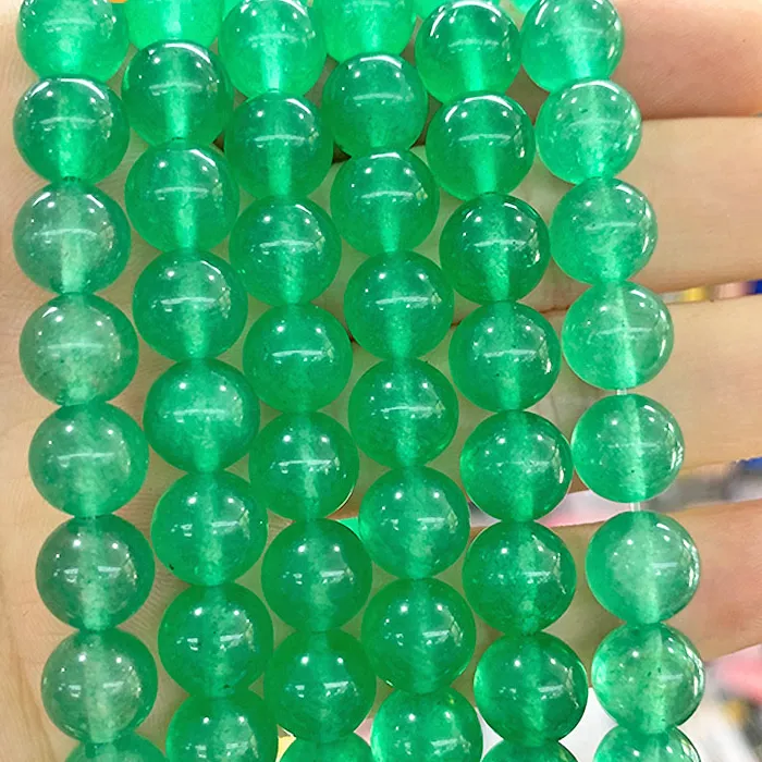 Authentic Natural Chinese Jades Bead Natural Green Chalcedony Stone Round Beads For Jewelry Making DIY Bracelets Necklace 4/6/8/10/12/14MM