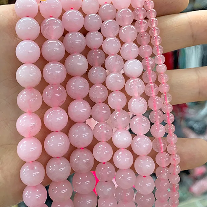 Authentic Pink Quartz Crystals Natural Stone 5A Quality Beads For Jewelry Making DIY woman Bracelets Necklace 15" Strand 4/6/8/10/12/14MM