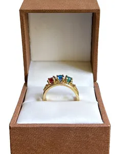 Authentic 14kt Gold Plated Braided Ring Simulated 3 Stone Ring Size 6