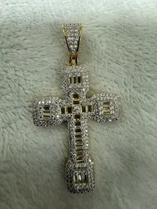 Authentic Iced out Crucifix 14kt Gold Plated Cubic Zirconia Over Jewelers Brass