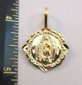 Authentic 14KT GOLD PLATED RELIGIOUS VIRGIN MARY DIAMOND CUT CHARM - 2023