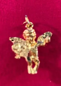 Authentic 14 KT GOLD PLATED ALMOST 1 INCH LOVE ANGEL CHARM PENDANT-USA SELLER