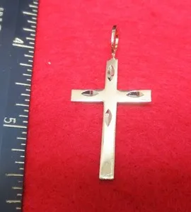Authentic 14KT GOLD  PLATED MODERN PLAIN CROSS CHARM PENDANT-2041
