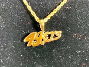 Authentic 14KT GOLD PLATED SAN FRANCISCO 49ERS TEAM CHARM & 14KT GOLD PLATED16"- 30" ROPE