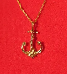 Authentic 14KT GOLD PLATED ANCHOR CHARM PENDANT WITH 16"-30" ROPE CHAIN -2285