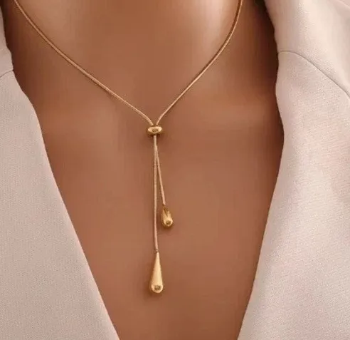 Authentic Zara 18K Gold plated necklace with adjustable chain and teardrop details