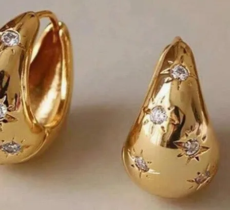 Authentic Celestial Tears of the Cosmos 18K Gold Plated Stud Earrings