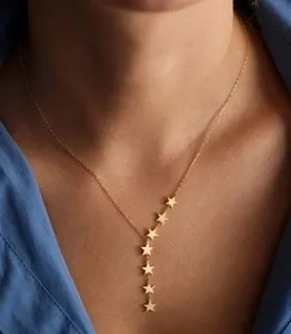 Authentic Zara 18k Carat Gold plated  star stars shaped Y-necklace celestial falling