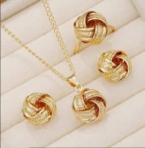 Authentic Zara 18K gold plated new love knot twist necklace earrings ring set sale