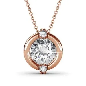Authentic Cate & Chloe Zara 18k Rose Gold Plated Necklace with Round Cut Swarovski Crystal