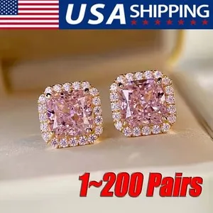 Authentic Rose Petal Protection: 18K Gold Plated Pink Zircon Earrings