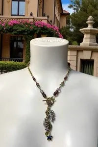 Authentic Exquisite Kirks Folly Whimsical Gold Plated Y Drop Crystal Statement Necklace