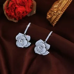 Authentic Celestial Blossom Rose Gold Drop Earrings