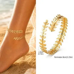 Authentic Exquisite Gold Plated Anklets for Women Minimalist Adjustable Curved Shaped Ankl