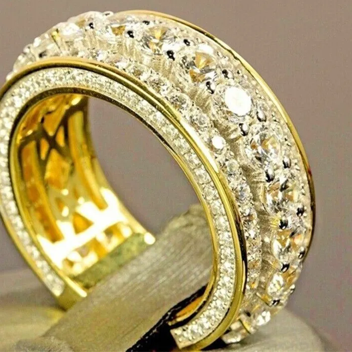 Authentic The Golden Covenant: 18k Gold-Plated 3 Ct CZ Unisex Wedding Band of Eternal Devotion