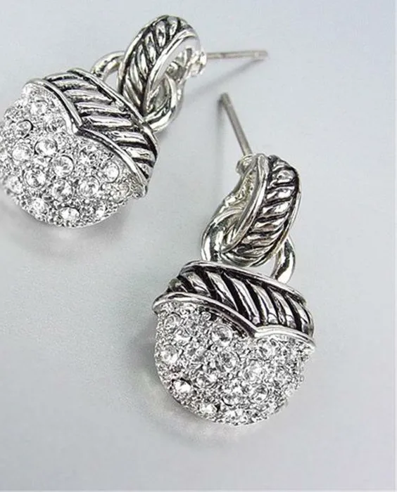 Authentic Radiant Luminescence: The Dainty 18kt White Gold Plated Antique Cable Crystal Petite Earrings