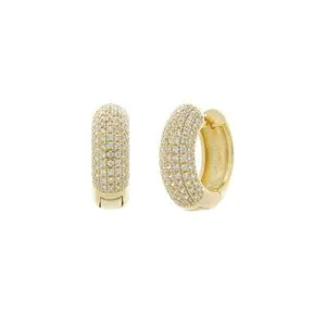 Authentic EXQUISITE 18kt Gold Plated Pave CZ Crystals 4mm 1/2" Huggie Hoop Earrings 6087