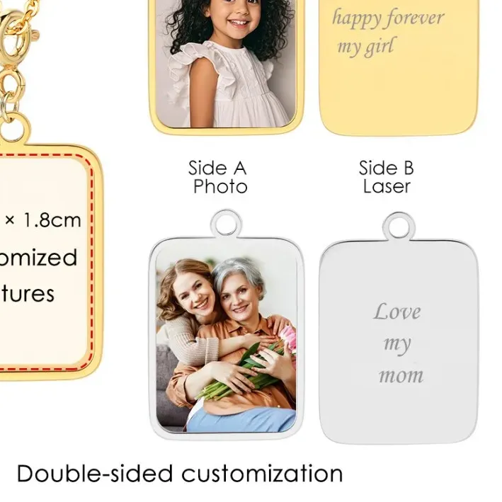 Authentic Customized Photo Letter Flag Pendant Necklace For Women Men Charm Chain Bracelet DIY Making Jewelry Accessories
