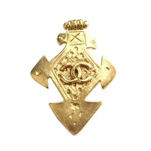 Authentic CHANEL Vintage Gold Plated Cross Brooch 116189925 [P]