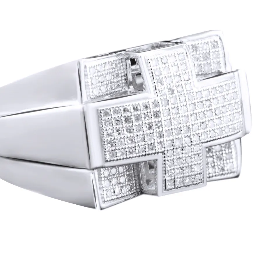 Authentic Sacred Cross of Ascension: 18K White Gold Plated Ring of Protection and Inner Light