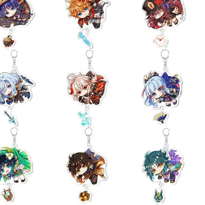 Authentic Anime Impact Keychain Zhongli Venti Cyno Keli Hung Key Chain For Women Accessories Cute Bag Pendant Key Ring Jewelry