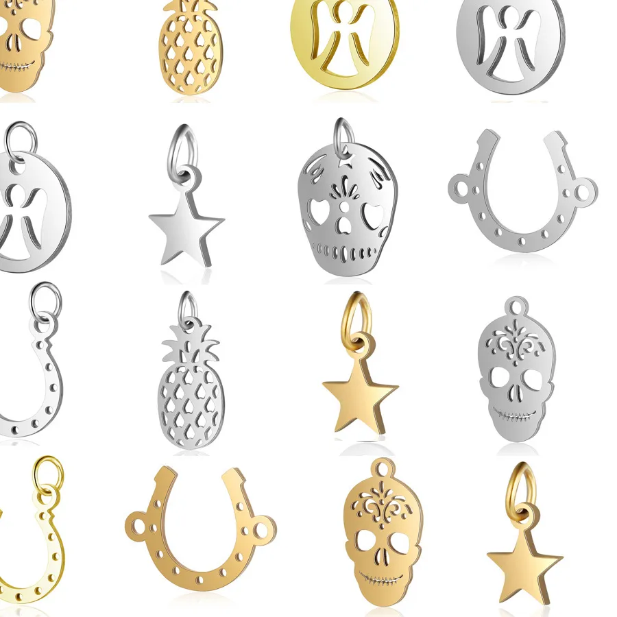 Authentic 10pcs/lot Skull Star DIY Street Charm Pendant Yin Yang Smile Face Jewelry Bracelet Connector Charms