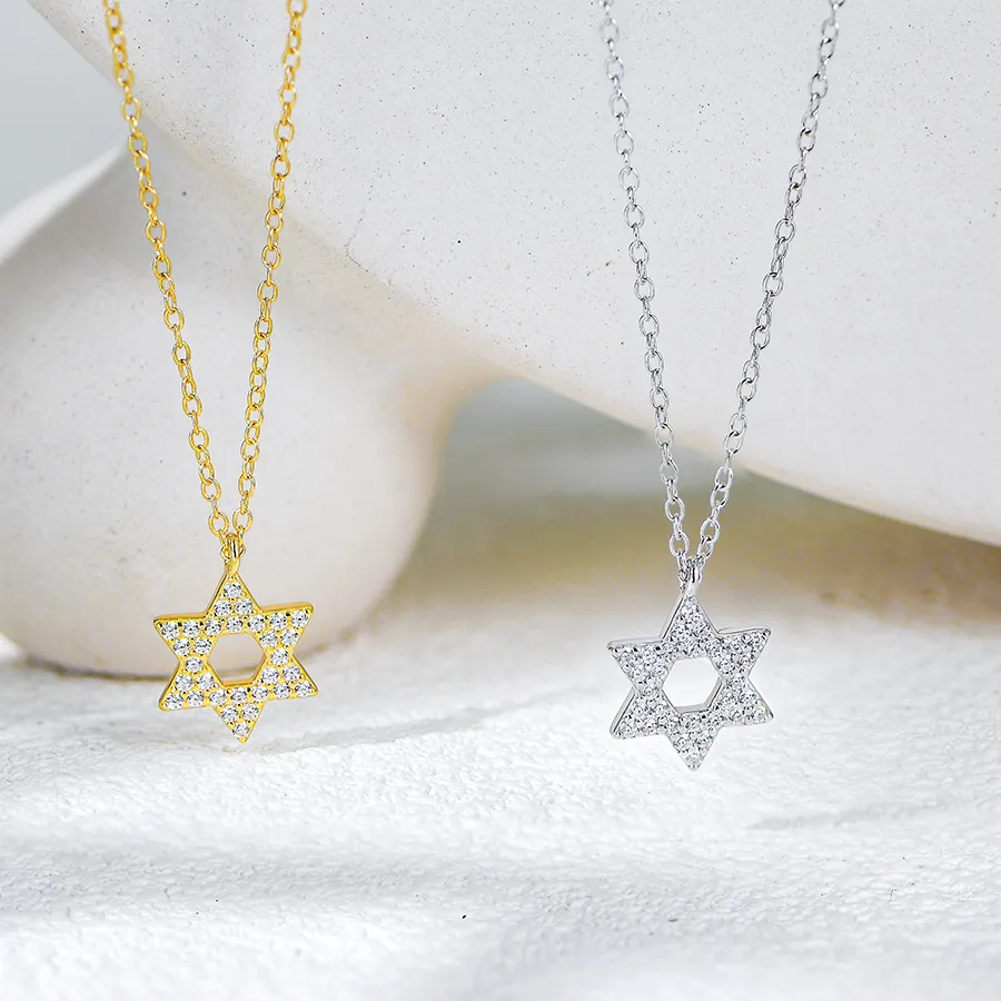 Authentic Magen David Star Pattern Chain For Women Men 925 Sterling Silver Judaism Faithful Male Spirit Neck Pendant Jewelry Choker