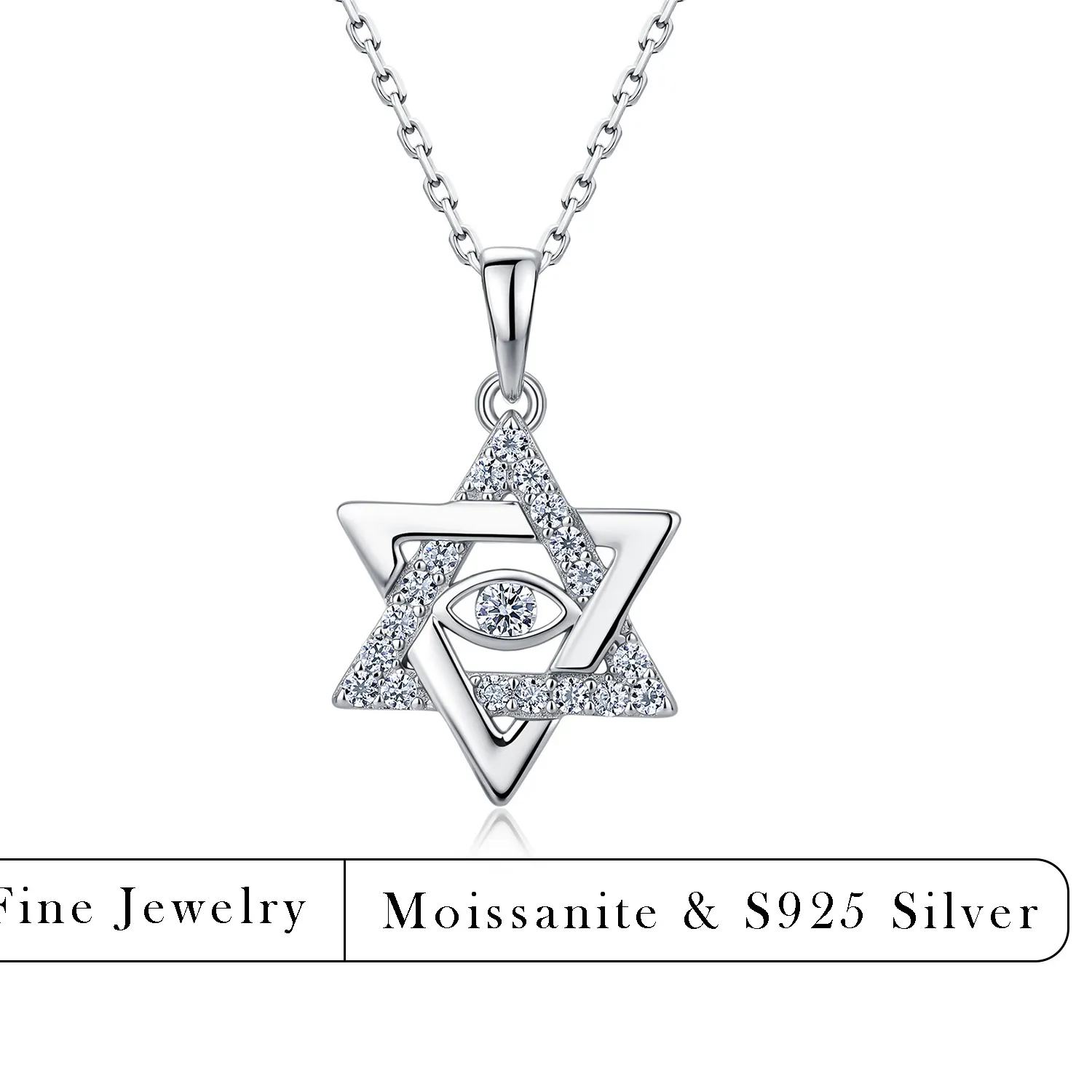 Authentic The Celestial Aegis: Moissanite Star of David and Evil Eye Talisman