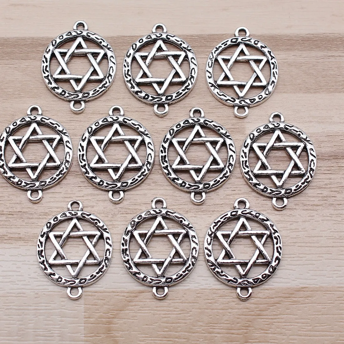 Authentic Guardian's Starlight: 10pcs Star of David Connector Charms for Spiritual Connection