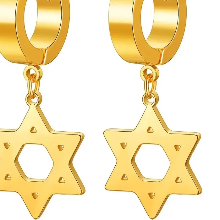 Authentic Star of David Earrings for Men Women Punk Jewelry Hypoallergenic for Sensitive Ears Father Day for Him