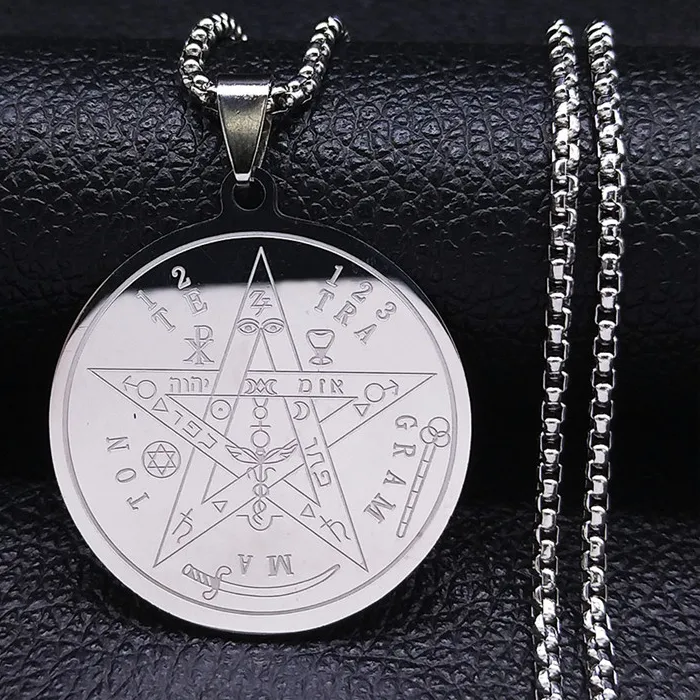 Authentic Tetragrammaton Jewish Hebrew Necklace Star Pentagram Talisman Chain Jewelry Collier N4511S02