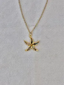 Authentic Gold plated multicoloured abalone star starfish pendant handmade necklace
