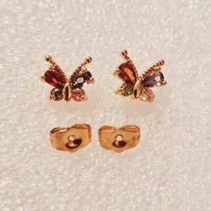 Authentic Ethereal Metamorphosis Butterfly Crystal Talisman - Aura Radiance Gold Plated Earrings