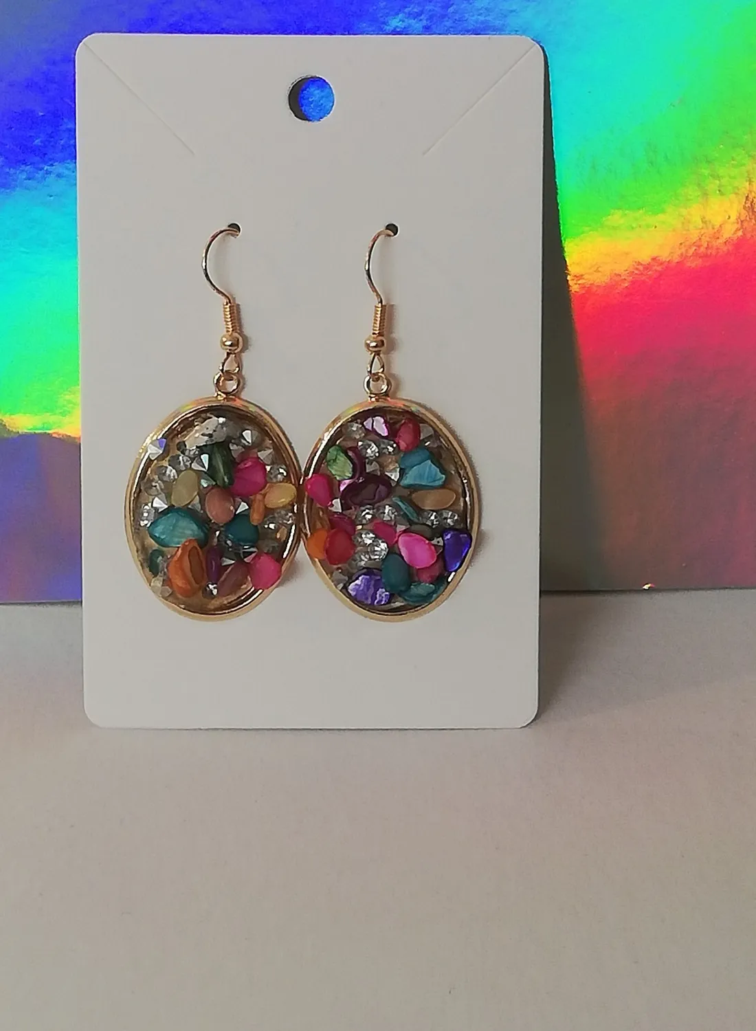 Authentic New, Gold Plated, Multicoloured Earrings. Free Tracked postage.