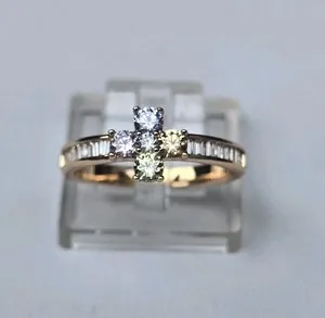 Authentic 18ct Rose Gold Plated Dainty Multicoloured Cross Ring Pastel Colours  Size M