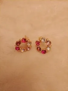 Authentic Beautiful Multicoloured Circlet Earrings Stuck Back Gold Plated Metal