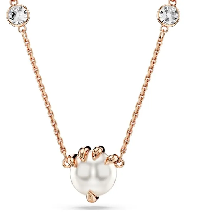 Authentic Swarovski Dragon and Phoenix White Crystal 18K Rose Gold Plated Necklace 5685774