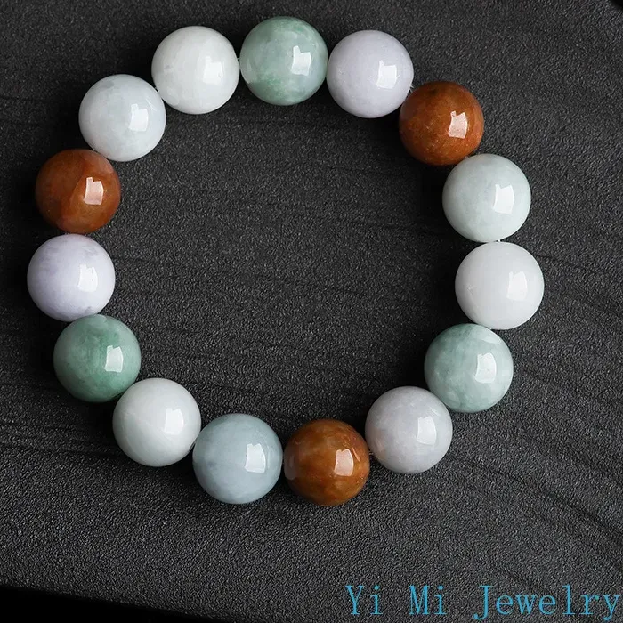 Authentic Burmese Jade Beaded Bracelets Gifts Amulets Natural Man Amulet Talismans Luxury Bangle Jadeite Charm Jewelry Vintage Stone