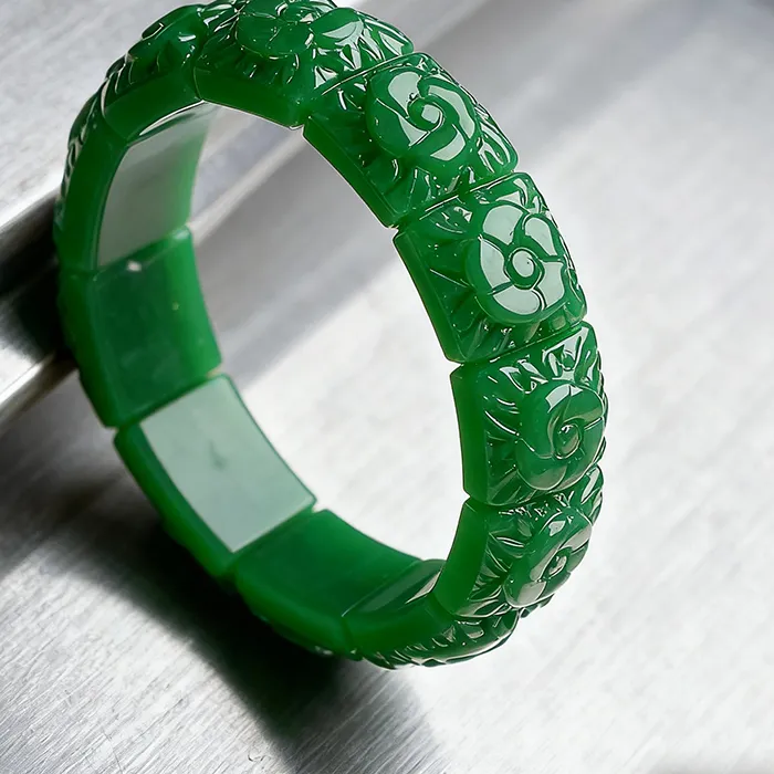 Authentic Real Jade Flower Bracelet Bangle Designer Vintage Natural Jewelry Gifts for Women Talismans Charm Luxury Accessories Amulet