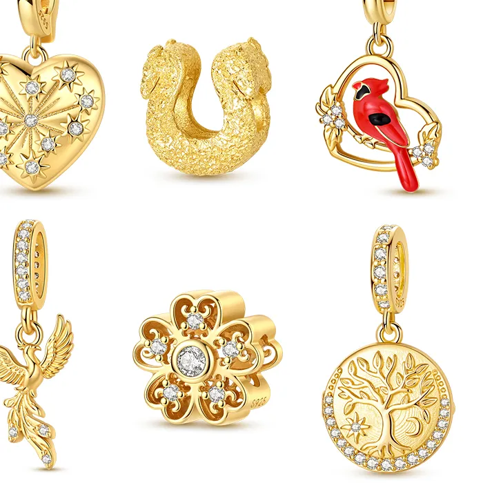 Authentic Golden Phoenix Heart Bird Talisman Bead