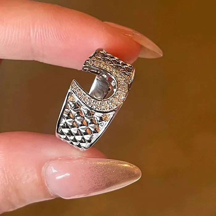Authentic Light And High- End U- Shaped Chic Horseshoe Rings Silver 925 Willow Ding Ring Couple Banquet Jewelry